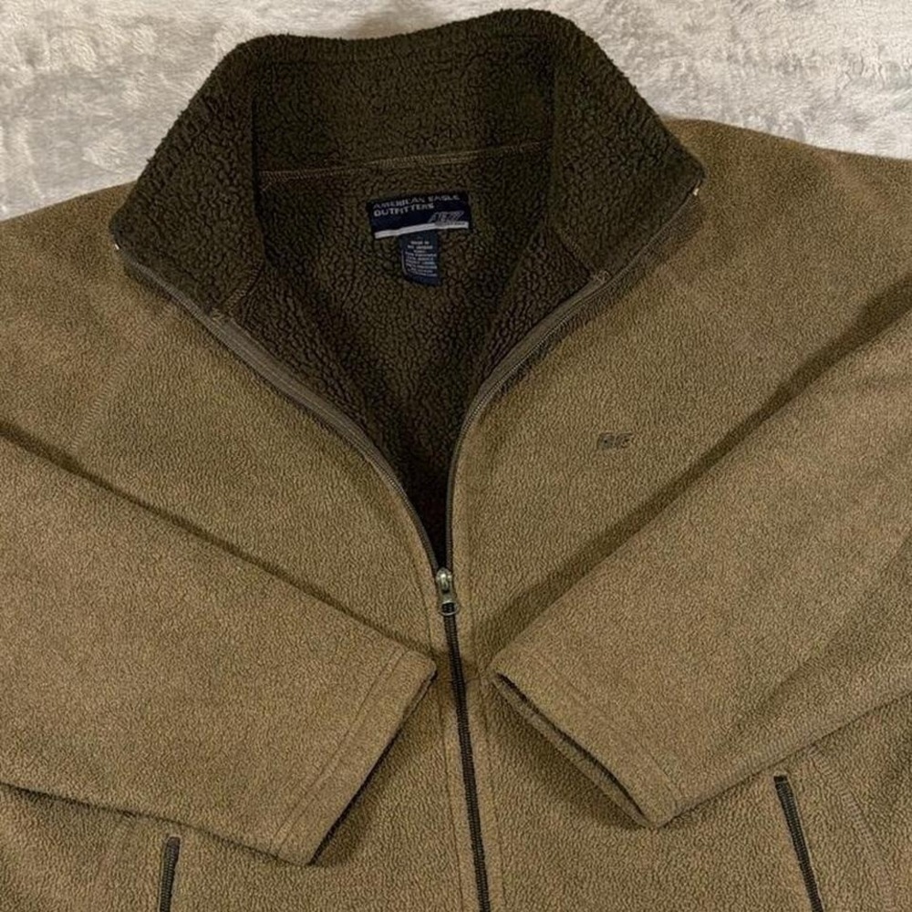 Y2K Vintage American Eagle‎ Full Zip Fleece Jacket | Brown | Large